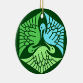 Japanse kranen, Jade Green en Light Blue Keramisch Ornament (Rechts)