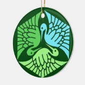 Japanse kranen, Jade Green en Light Blue Keramisch Ornament (Links)