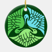 Japanse kranen, Jade Green en Light Blue Keramisch Ornament (Achterkant)