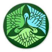 Japanse kranen, Jade Green en Light Blue Keramische Knop (Voorkant)