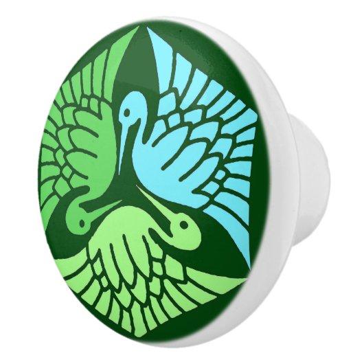 Japanse kranen, Jade Green en Light Blue Keramische Knop (Rechts)