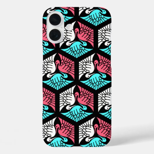 Japanse kranen, koraal, Turquoise en zwart Case-Mate iPhone Case (Achterkant)