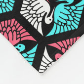 Japanse kranen, koraal, Turquoise en zwart Fleece Deken (Hoek)