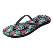 Japanse kranen, koraal, Turquoise en zwart Teenslippers (Schuin)
