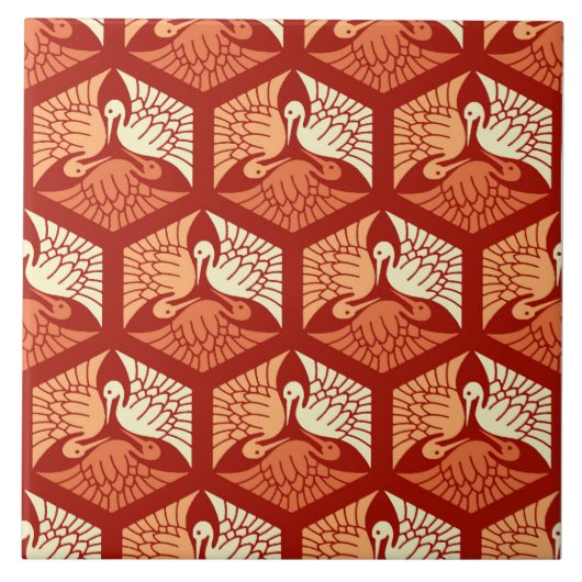 Japanse kranen, mandarijnen en lichte Sinaasappels Tegeltje (Voorkant)