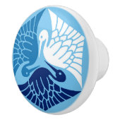 Japanse kranen, marine, wit en lichtblauw keramische knop (Rechts)