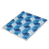 Japanse kranen, marine, wit en lichtblauw  tegeltje (Zijkant)