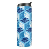 Japanse kranen, marine, wit en lichtblauw thermosbeker (Gedraaid links)