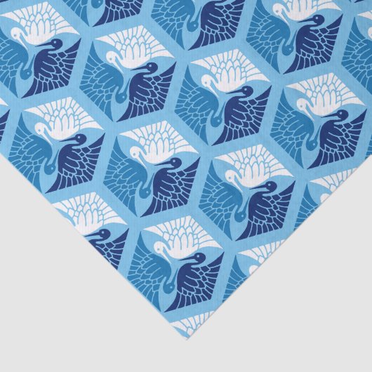 Japanse kranen, marine, wit en lichtblauw tissuepapier (Detail)