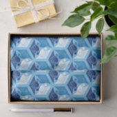 Japanse kranen, marine, wit en lichtblauw tissuepapier (Geschenk)