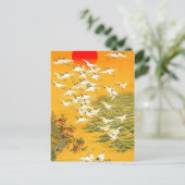  Japanse kranen op zonsondergang Briefkaart (Staand voorkant)