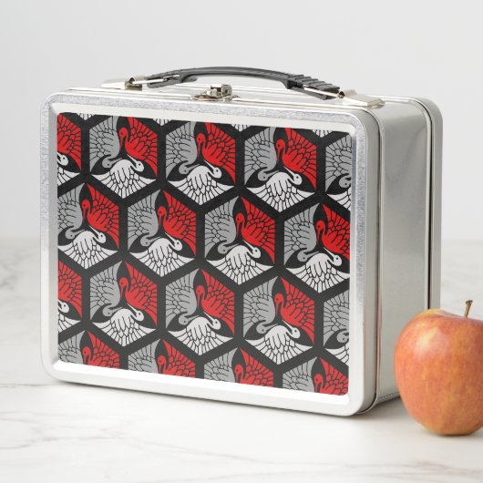 Japanse kranen, rood, grijs, grijs en zwart (In situ)