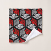 Japanse kranen, rood, grijs, grijs en zwart bad handdoek (Wasdoekje)