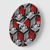 Japanse kranen, rood, grijs, grijs en zwart grote klok (Hoek)