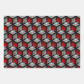 Japanse kranen, rood/grijs, groen, zwart/roze inpakpapier vel (Voorkant)