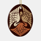 Japanse kranen, tan, roest en chocolade bruin keramisch ornament (Rechts)