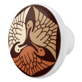 Japanse kranen, tan, roest en chocolade bruin keramische knop (Rechts)