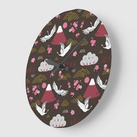 Japanse kranen: traditioneel naadloos patroon grote klok (Hoek)