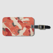 Japanse kranen verbrande Sinaasappel Kimono Fabric Bagagelabel (Voorkant (horizontaal))