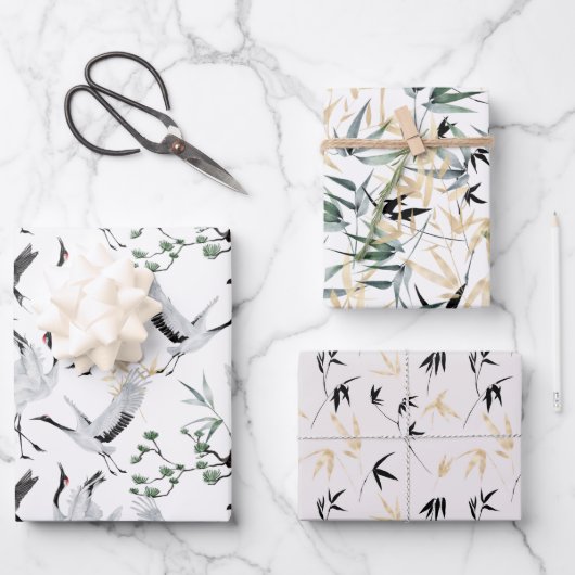 Japanse kranen Waterverf Planten Inpakpapier Vel (Voorkant)