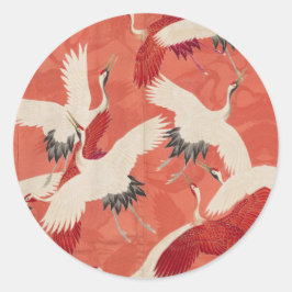 Japanse kranen zijde Kimono klassieke kunst Ronde Sticker