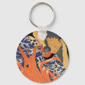  Japanse kreeft en vogel Ukiyo-e Sleutelhanger (Achterkant)