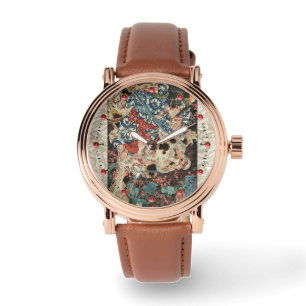 JAPANSE KRIJGER DIE EEN MONSTERACHTIGE KAT Ukiyoe  Horloge