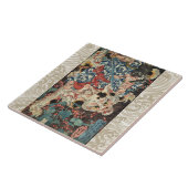 JAPANSE KRIJGER DIE EEN MONSTERACHTIGE KAT Ukiyoe  Tegeltje (Zijkant)