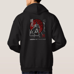 Japanse krijger Silhouet en Rijzende Zon Ontwerp Hoodie