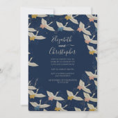 Japanse  kruiden blauwe legant bruiloft kaart (Voorkant)