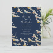 Japanse  kruiden blauwe legant bruiloft kaart (Staand voorkant)