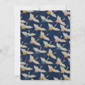 Japanse  kruiden blauwe legant bruiloft kaart (Achterkant)