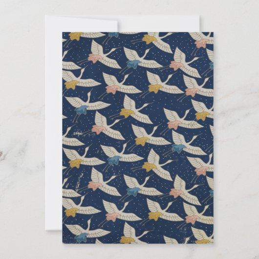 Japanse  kruiden blauwe legant bruiloft kaart (Achterkant)