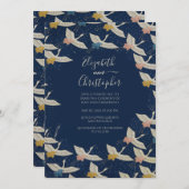 Japanse  kruiden blauwe legant bruiloft kaart (Voorkant / Achterkant)