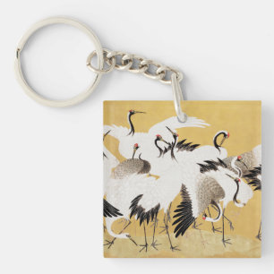 Japanse Kudde Kraanvogels Vintage Vogel Rijk Klass Sleutelhanger
