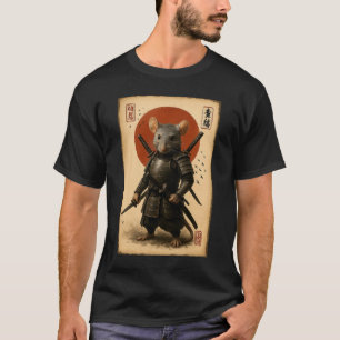 Japanse kunst Anime Graphic Samurai Rat Oorlog T-shirt