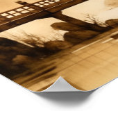 JAPANSE KUNST  DORPSLANDSCHAP WARM BRUIN POSTER (Hoek)