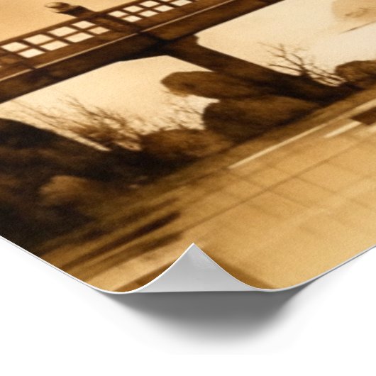 JAPANSE KUNST  DORPSLANDSCHAP WARM BRUIN POSTER (Hoek)