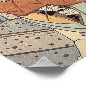 Japanse kunst - een Samoeri in de strijd tegen gew Poster (Hoek)