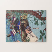 Japanse kunst - een Samurai klaar om aan te vallen Legpuzzel (Horizontaal)