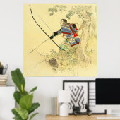 Japanse kunst - een Samurai met een langbuig buisj Poster (Thuiskantoor)