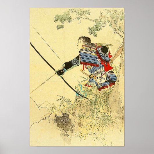Japanse kunst - een Samurai met een langbuig buisj Poster (Voorkant)