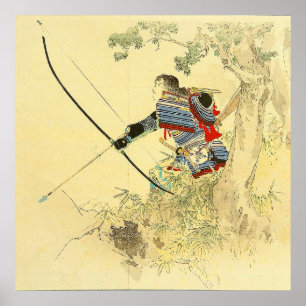Japanse kunst - een Samurai met een langbuig buisj Poster