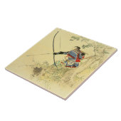 Japanse kunst - een Samurai met een langbuig buisj Tegeltje (Zijkant)