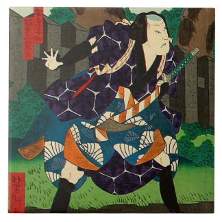 Japanse kunst - een Samurai met een patterned Kimo Tegeltje
