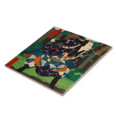 Japanse kunst - een Samurai met een patterned Kimo Tegeltje (Zijkant)