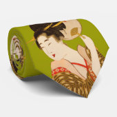 Japanse kunst Geisha Design Necktie Stropdas (Opgerold)