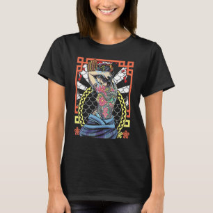 Japanse Kunst Geisha Slang Bloem T-shirt