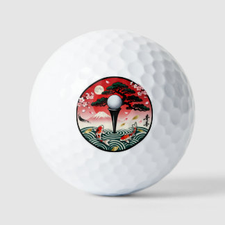 Japanse Kunst Golfbal - Koi Vis en Mount Fuji Golfballen