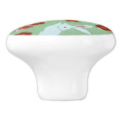 Japanse Kunst: Groene Sakura en Konijnen Knob Keramische Knop (Zijkant)